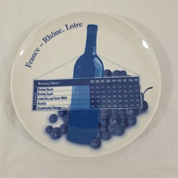 Wine Enthusiast USA & France Region Wines Cheese Fruit Dessert Plates – Set of 4 - Picture 15 of 16